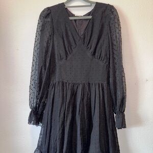 Brand New Black Ruffle Chiffon Mini Dress | Size Small (US 4-6)